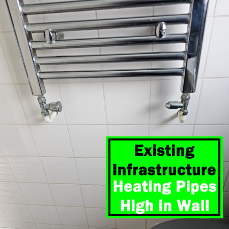 Heating Pipes High in Wall