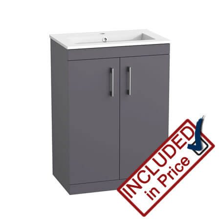 Tavistock Kew Vanity Unit and Basin Matt Storm Grey 600mm